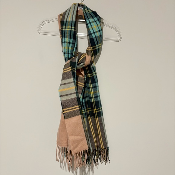 J. Crew Factory Accessories - J.Crew Factory‎ Plaid Fringe Scarf pink blue